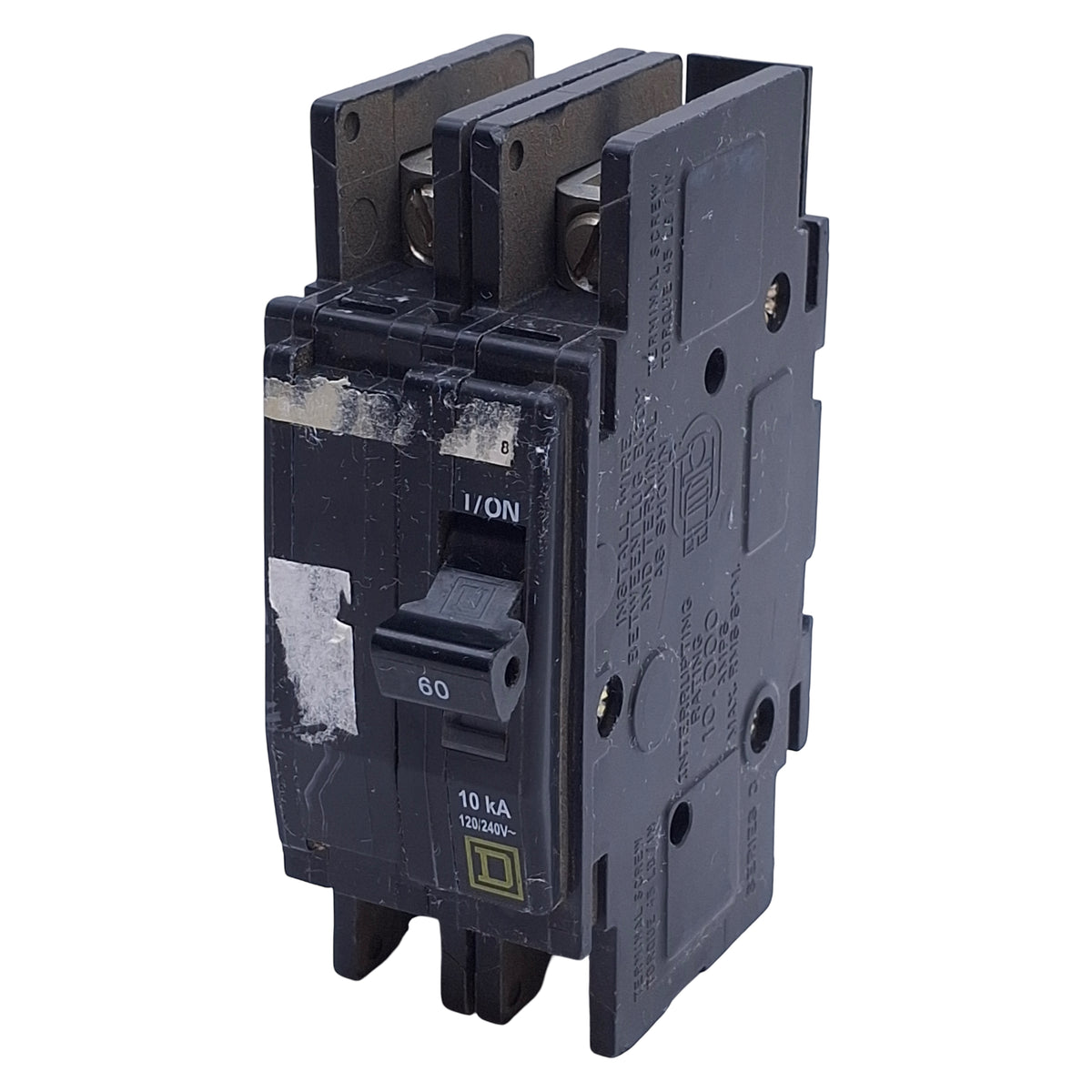 Used Square D QOU260 Miniature Circuit Breaker 2-Pole, 60A 120/240VAC 48VDC, DIN Rail