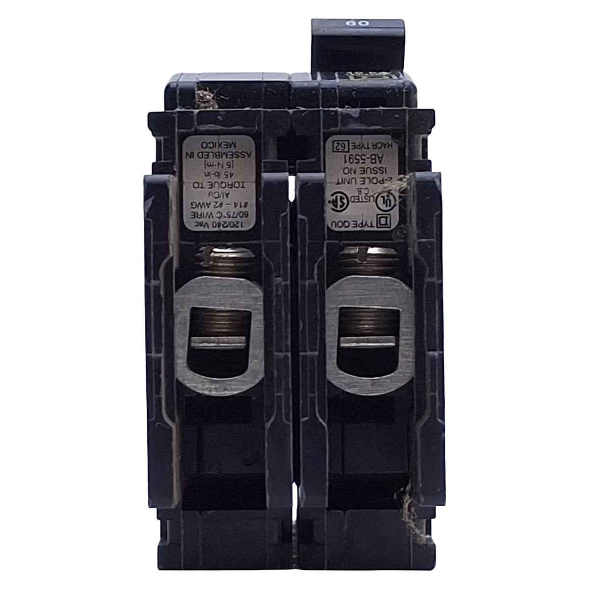 Used Square D QOU260 Miniature Circuit Breaker 2-Pole, 60A 120/240VAC 48VDC, DIN Rail