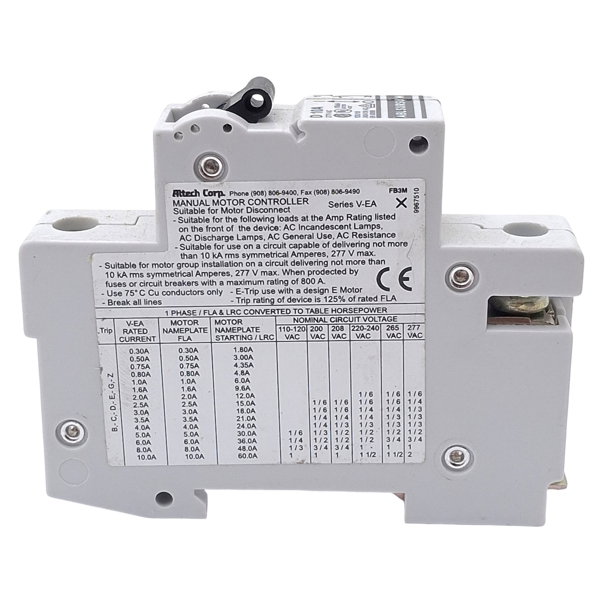 Used Lot of 2 ABL Sursum 1DU10 Circuit Breaker, 1-Pole, 10A 277VAC, DIN Rail