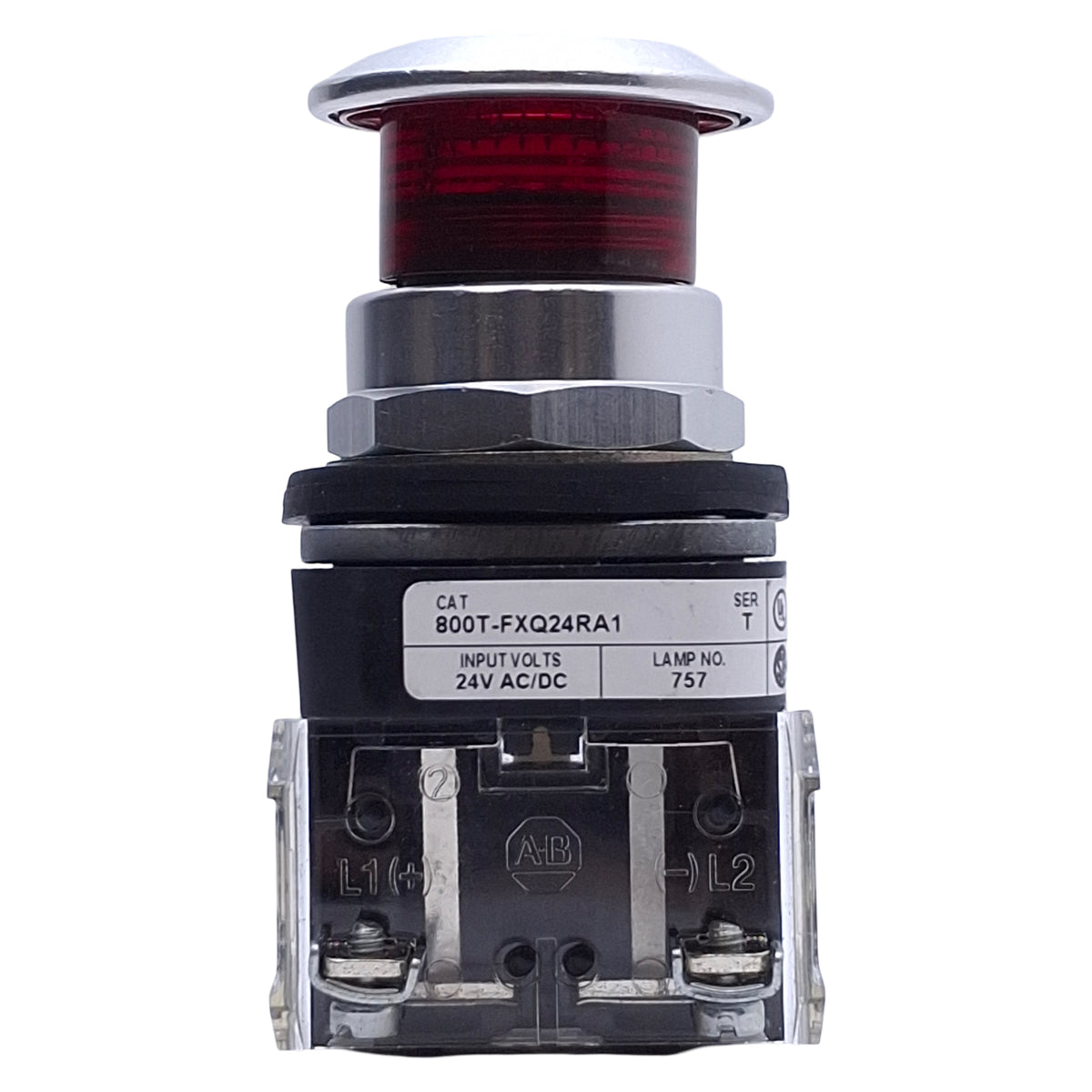 Used Allen Bradley 800T-FXQ24RA1 Illuminated Push/Pull Button, 1NO+1NCLB, 24V Lamp