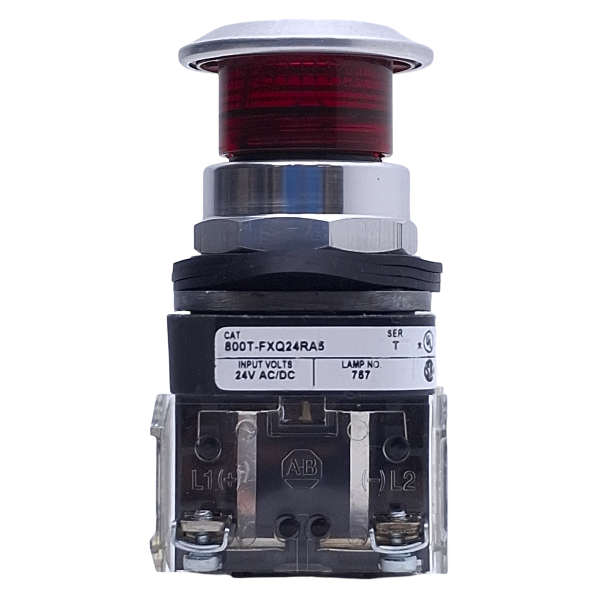 Used Allen Bradley 800T-FXQ24RD4 Illuminated Push/Pull Button, 1NCLB, 24V Lamp
