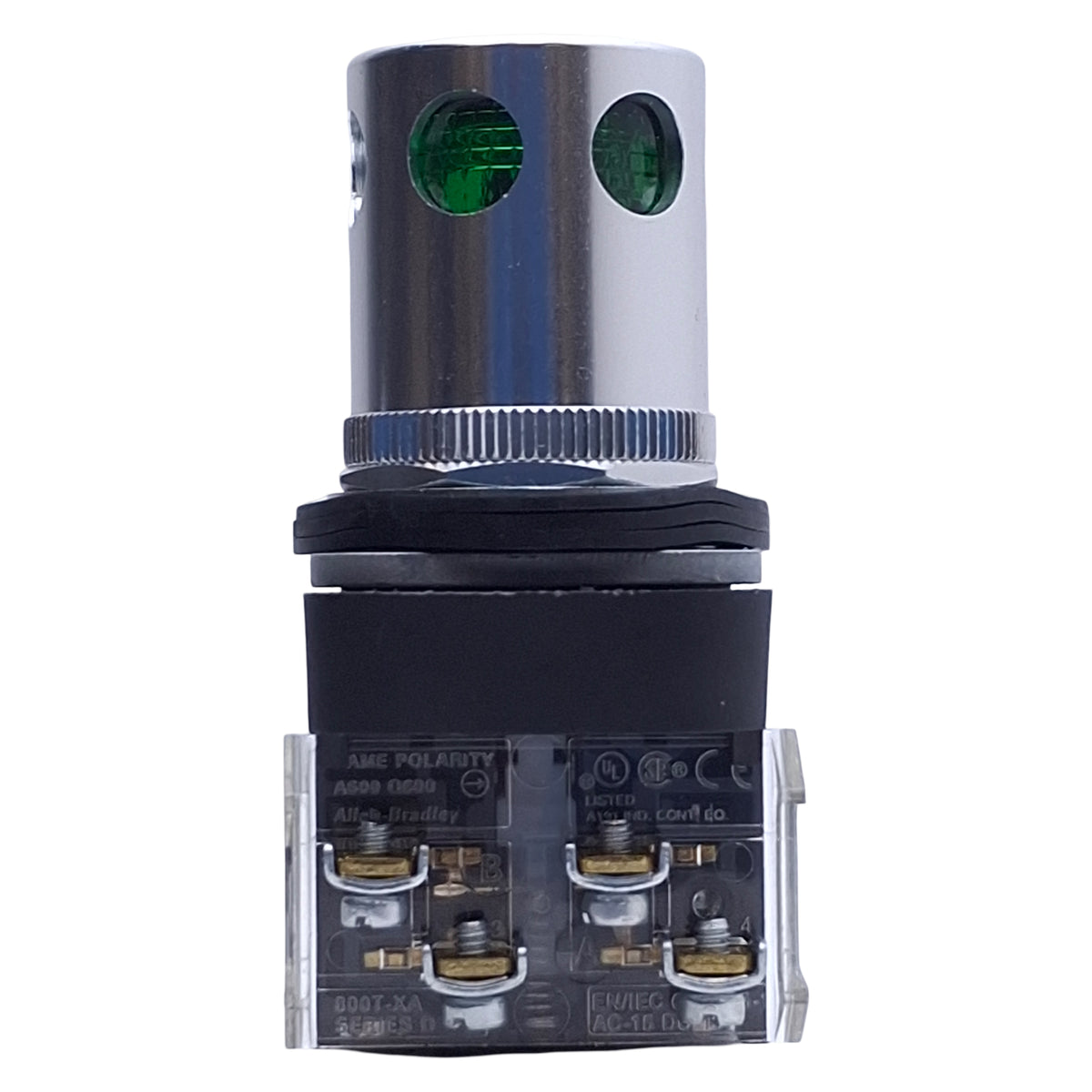 Used Allen Bradley 800T-QAH2G Illumination Green Push Button 1NO+1NC, 12-130V Lamp