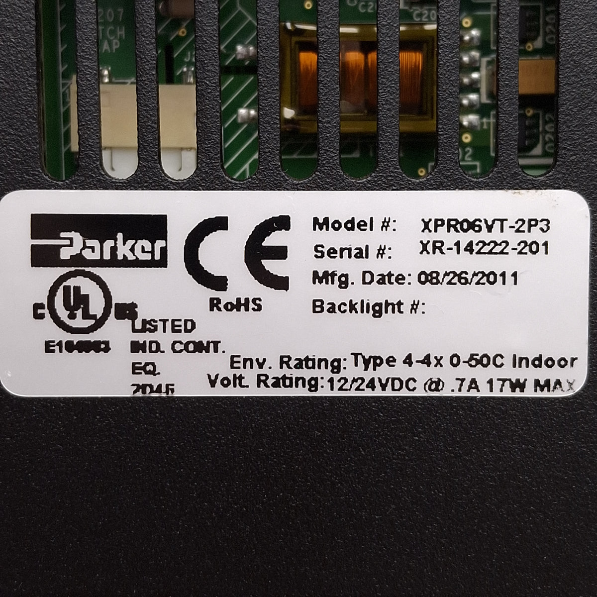 Used Parker XPR06VT-2P3 Interact Xpress Touchscreen HMI, 6in TFT, 640x480, 12/24VDC