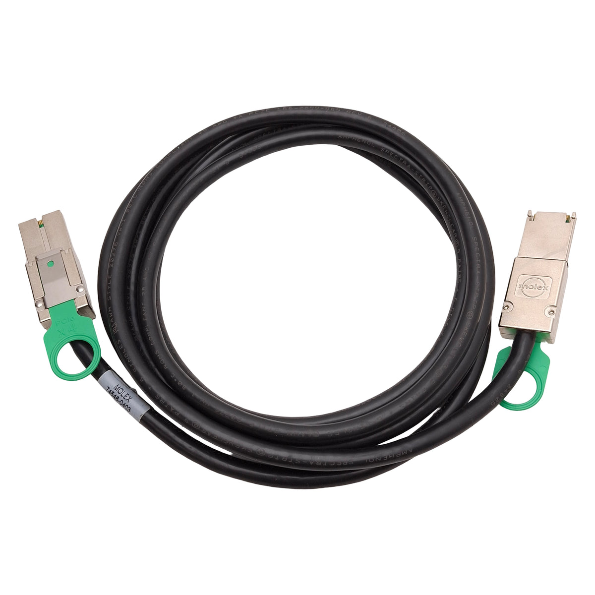 Used Molex 74546-0403 iPass PCIe x4 High Speed I/O Cable Assembly, Male to Male, 3.0m