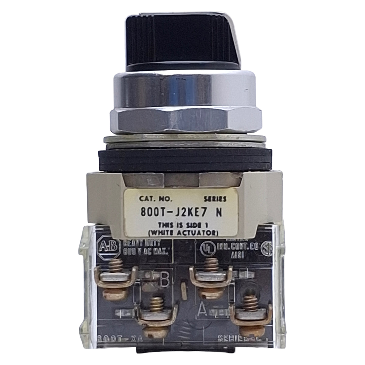 Used Allen Bradley 800T-J2KE7B Maintained Selector Switch 3-Position, 2NO+2NC, ø30mm