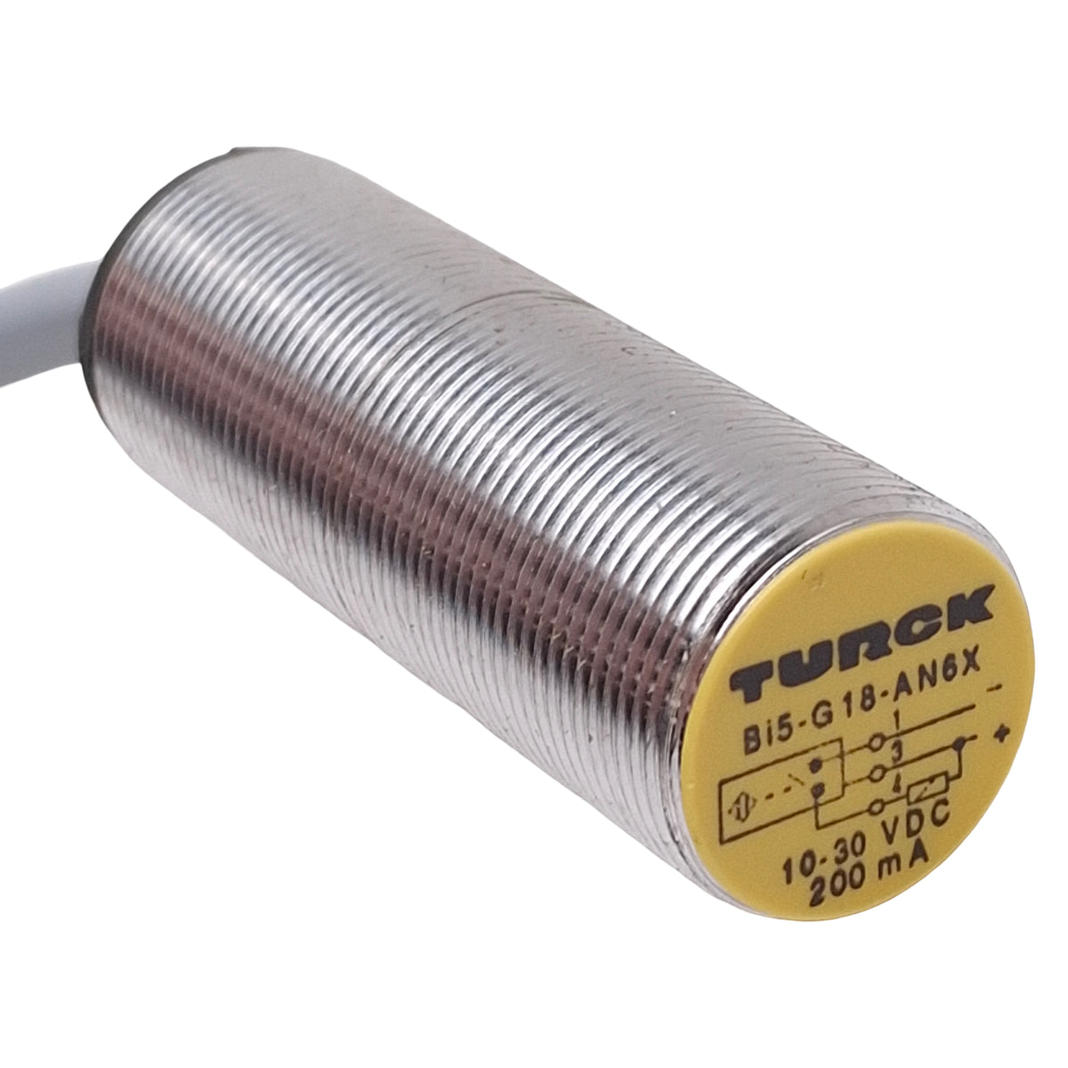 New Turck BI5-G18-AN6X 50MM Inductive Proximity Sensor, NPN-NO, 5mm Range, M18, 2.0m
