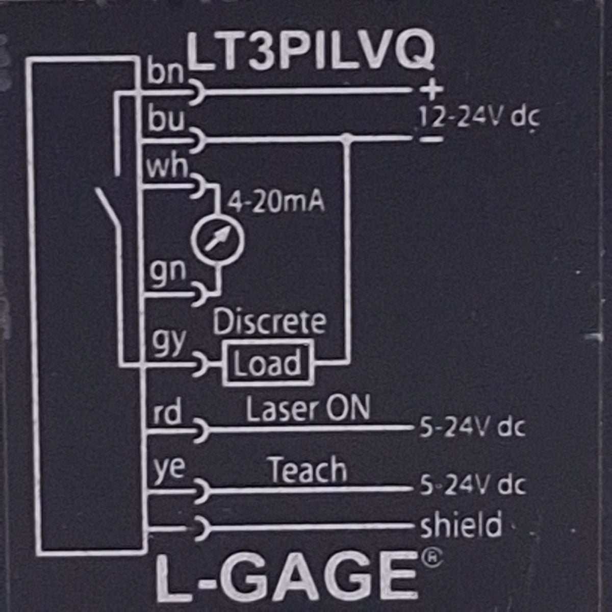 Used Banner LT3PILVQ L-GAGE Time-of-Flight Laser Sensor, 0.5-50m Range PNP, 12-24VDC