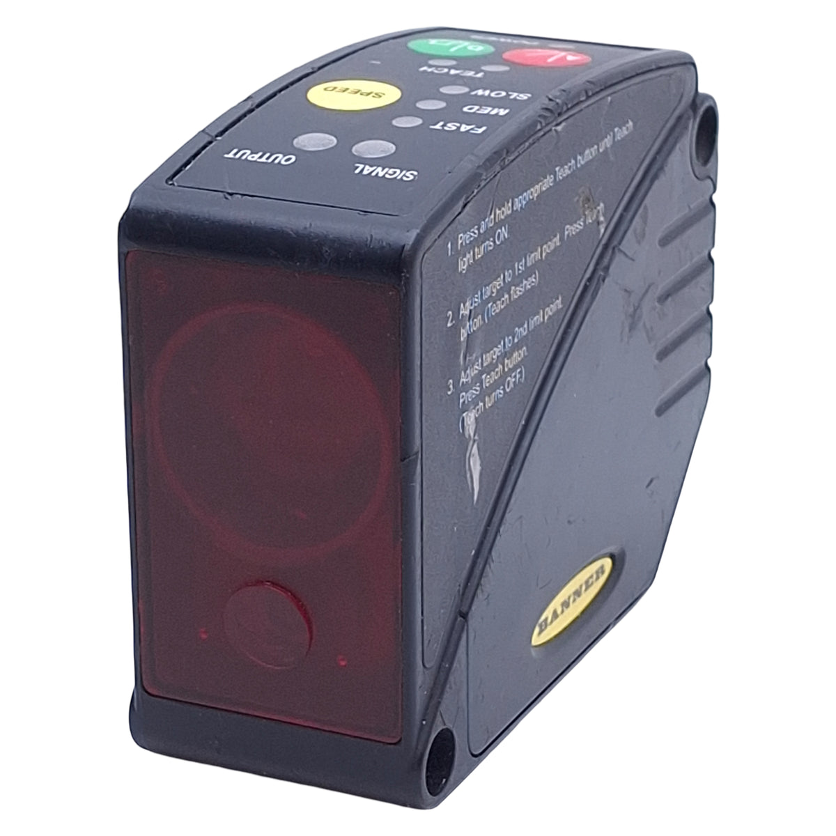 Used Banner LT3PILVQ L-GAGE Time-of-Flight Laser Sensor, 0.5-50m Range PNP, 12-24VDC