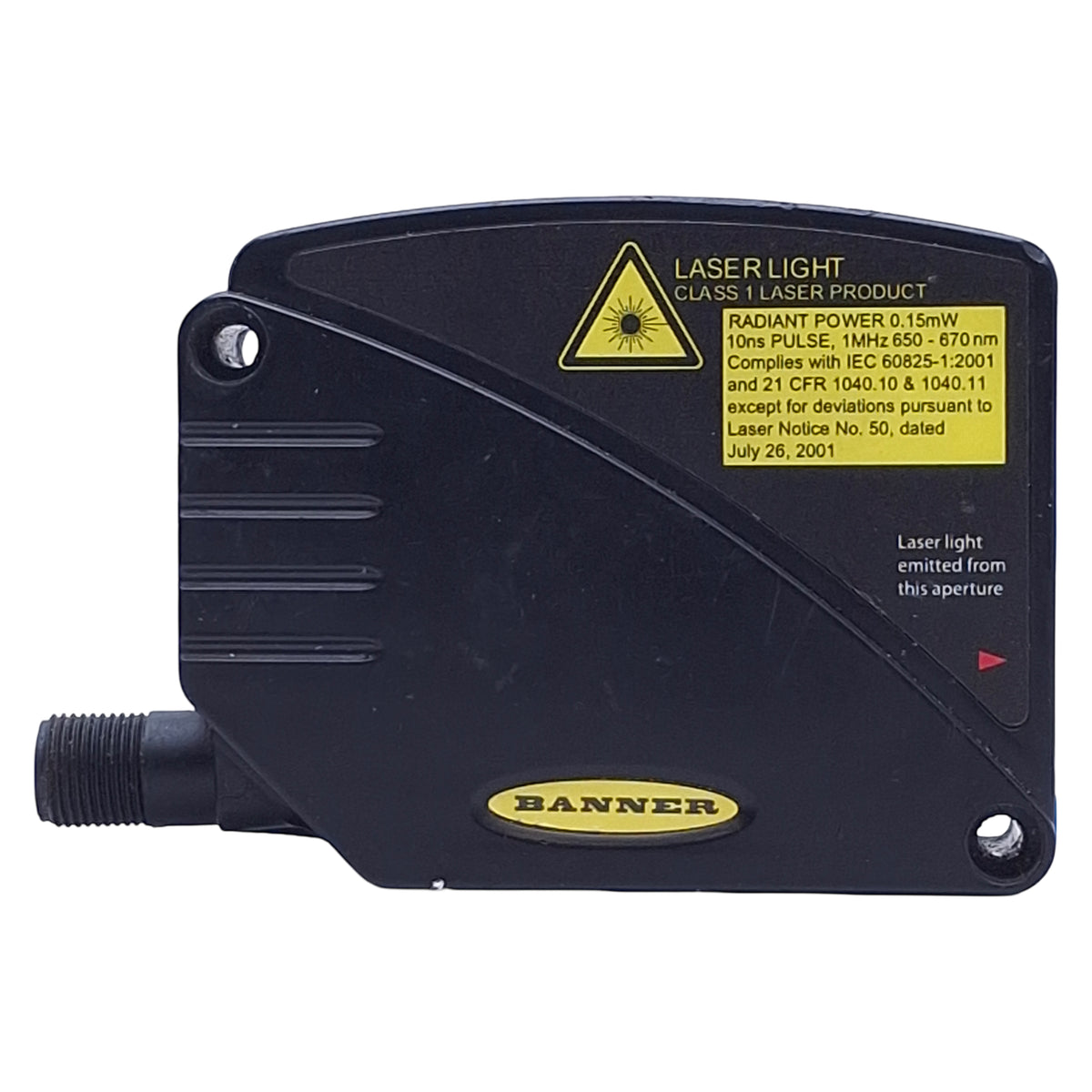 Used Banner LT3PILVQ L-GAGE Time-of-Flight Laser Sensor, 0.5-50m Range PNP, 12-24VDC