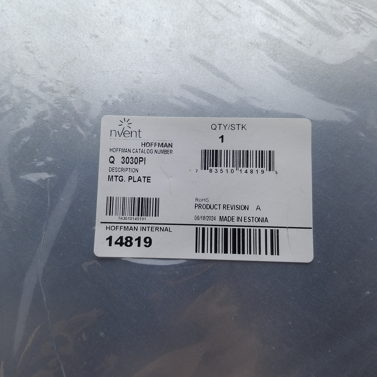 New nVent Hoffman Q3030PI QLine I Steel Plate for Enclosures, 260mm x 260mm
