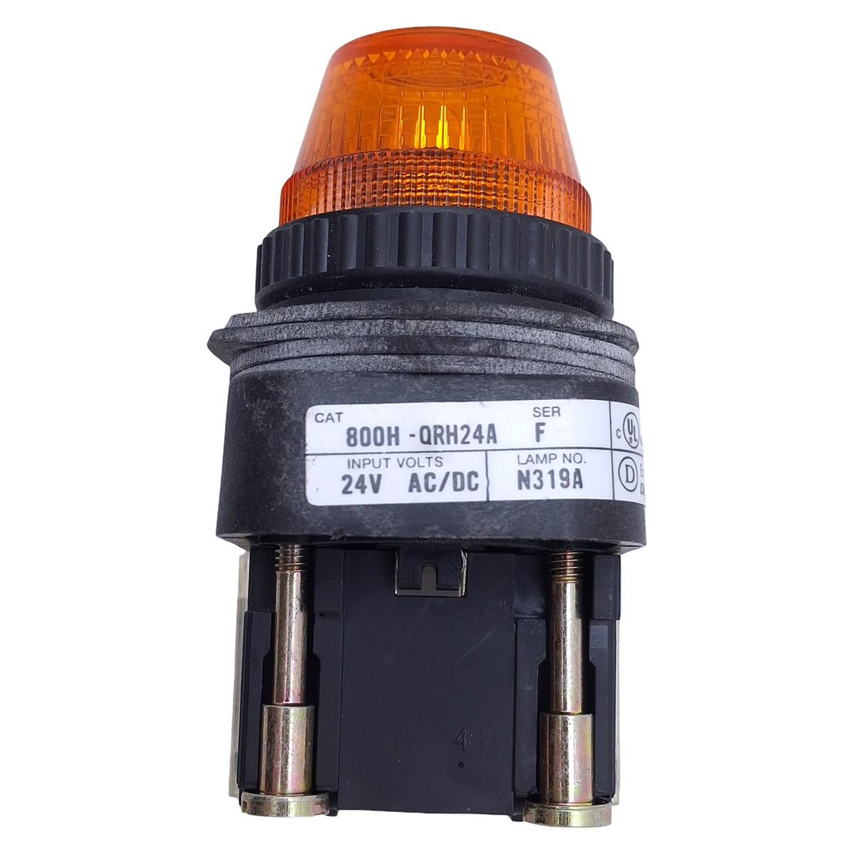 Used Allen Bradley 800H-QRH24A Amber Indicator Pilot Light, 30mm, 24VAC/DC Lamp
