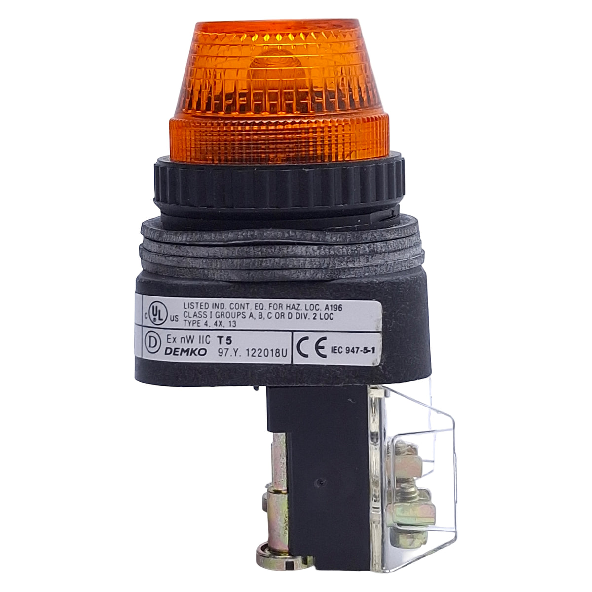 Used Allen Bradley 800H-QRH24A Amber Indicator Pilot Light, 30mm, 24VAC/DC Lamp