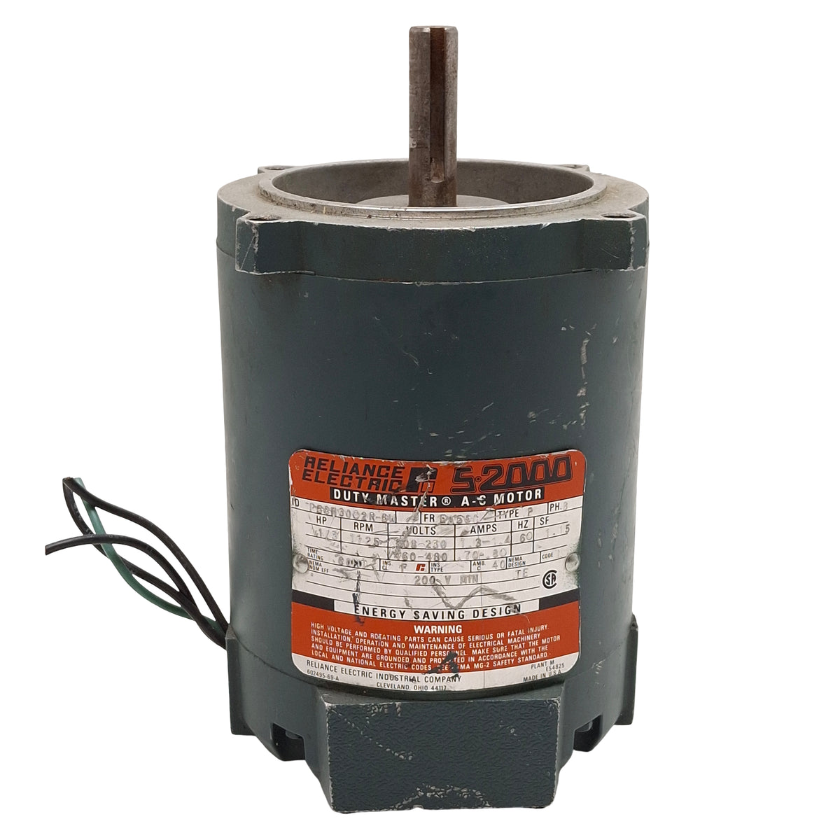Used Reliance P56H3002R-SW AC Motor, 1/3HP, 3Ø 208-230/460-480VAC, EA56C Frame