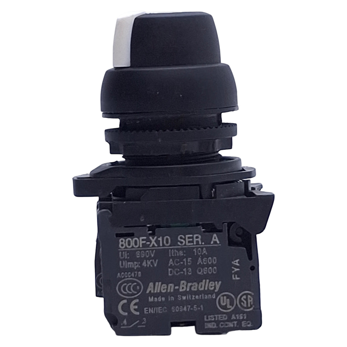 Used Allen Bradley 800FP-KM23 Keyed Selector Switch w/Key 2-Position, 22mm, 2NO