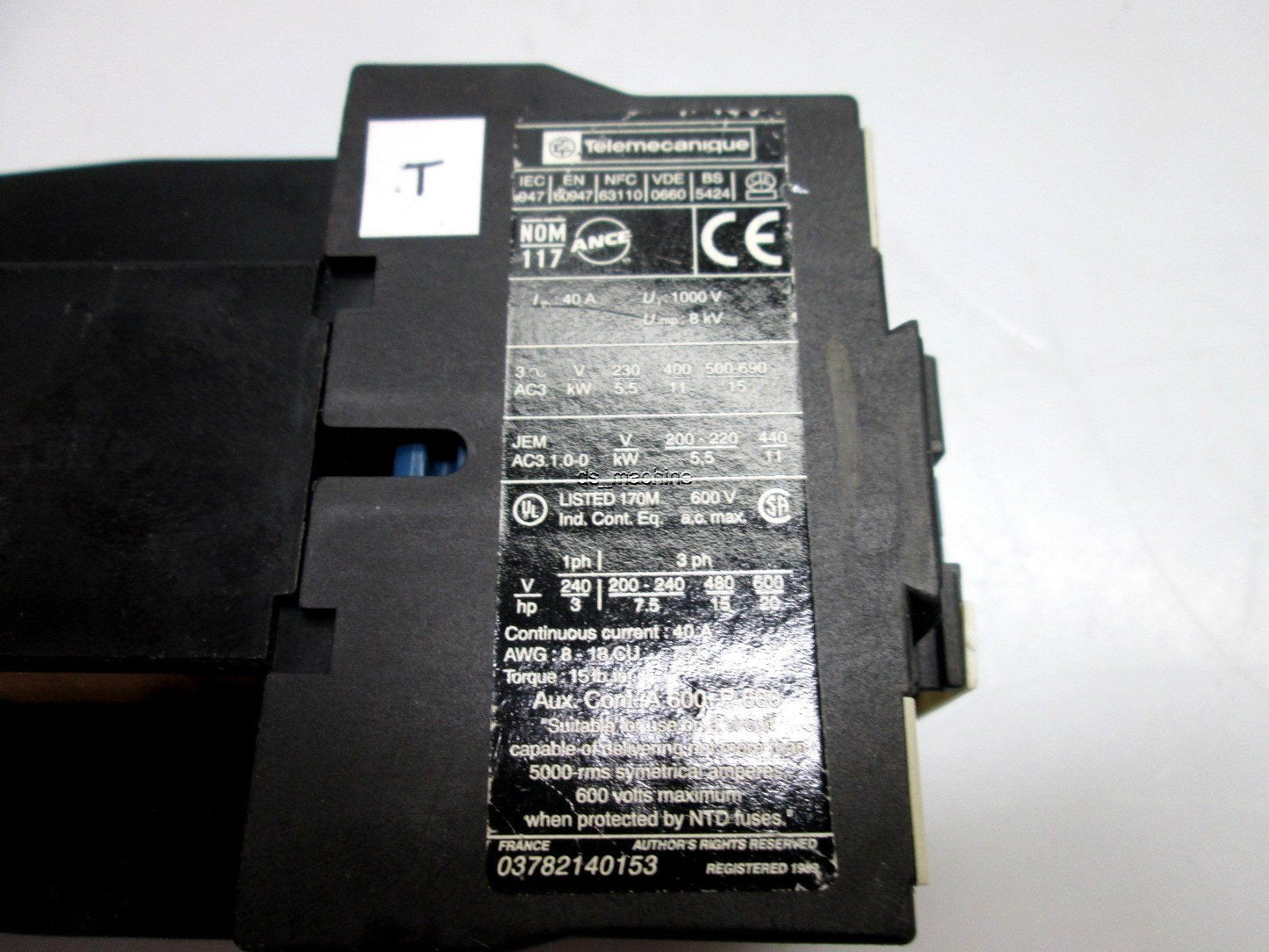 Used Telemecanique LP1-D2510 Contactor 40A, 3Pole, 24VDC Control
