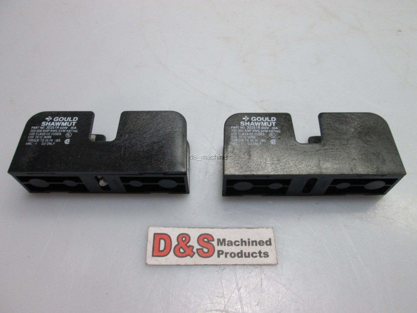 Used Lot of 2 Gould Shawmut 30351R 1-Pole Fuse Holder 600V, 30A, 35in-lb Torque