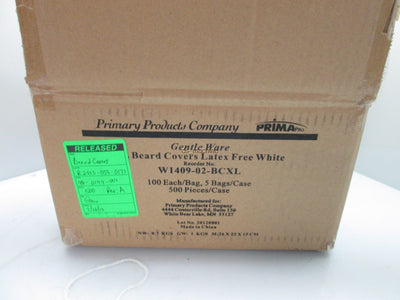 New Lot of 500 Prima Pro W1409-02-BCXL Beard Covers, Latex Free