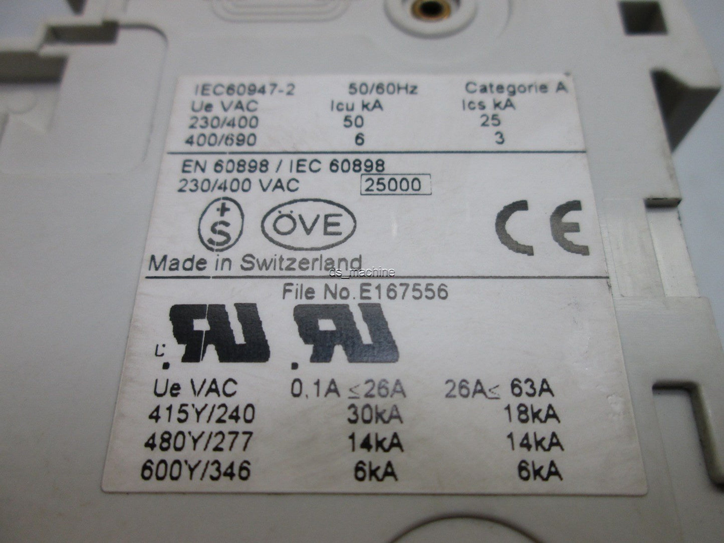 Used ABB S503 D16 Circuit Breaker, 3-Pole, 230/400V, 50kA ~ 690V