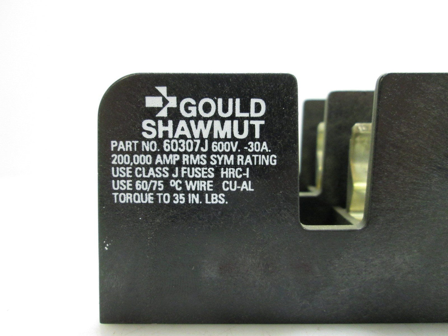 Used Gould Shawmut 60307J 2-Pole Fuse Holder 600V - 30A, Torque to 35in-lb