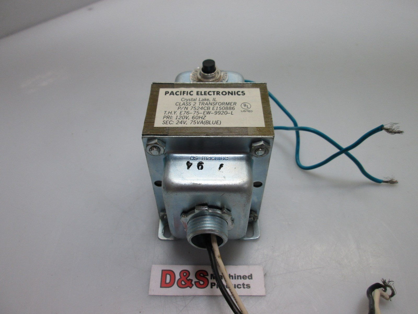 Used Pacific Electronics 7524CB-E150886 Class 2 Transformer PRI: 120V, SEC: 24V 75VA