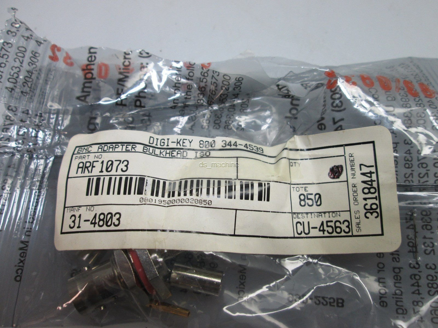 Used Amphenol ARF1073 BNC Adapter Bulkhead ISO