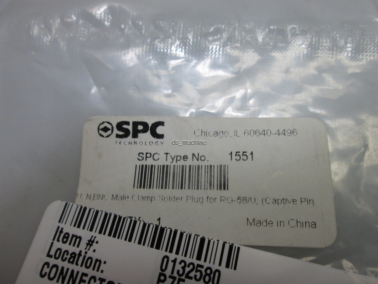 New in Bag Lot of 2 SPC 1551 Male Clamp Soldier Plug for RG-58/U