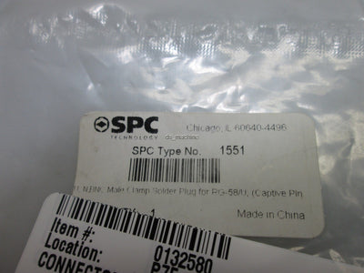 New in Bag Lot of 2 SPC 1551 Male Clamp Soldier Plug for RG-58/U