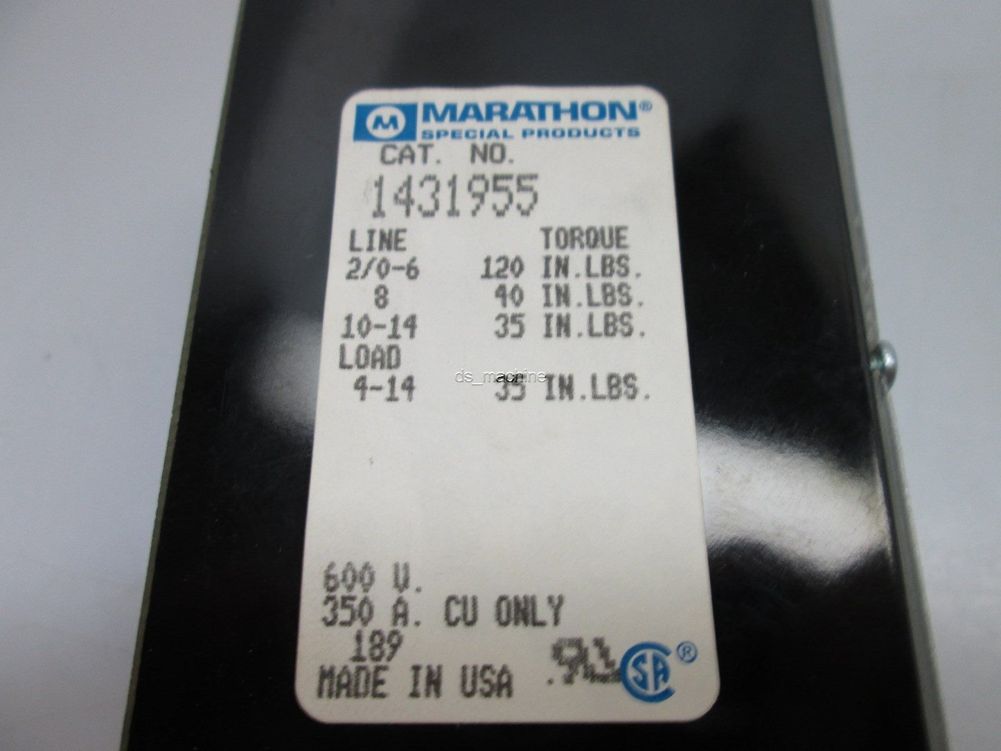 Used Marathon 1431955 Power Block 600V, 350A, 1-Pole