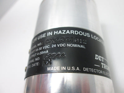 Used Det-Tronic C7065E5012 Gas Detection Sensor 18-30 VDC 4-20mA *See Details*