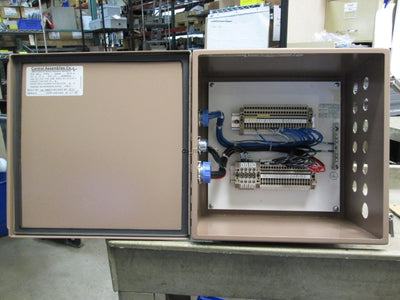 Used Delta 12" x12"x8" Control Enclosure 37 Terminal Blocks, Grounding Bar, Gasket