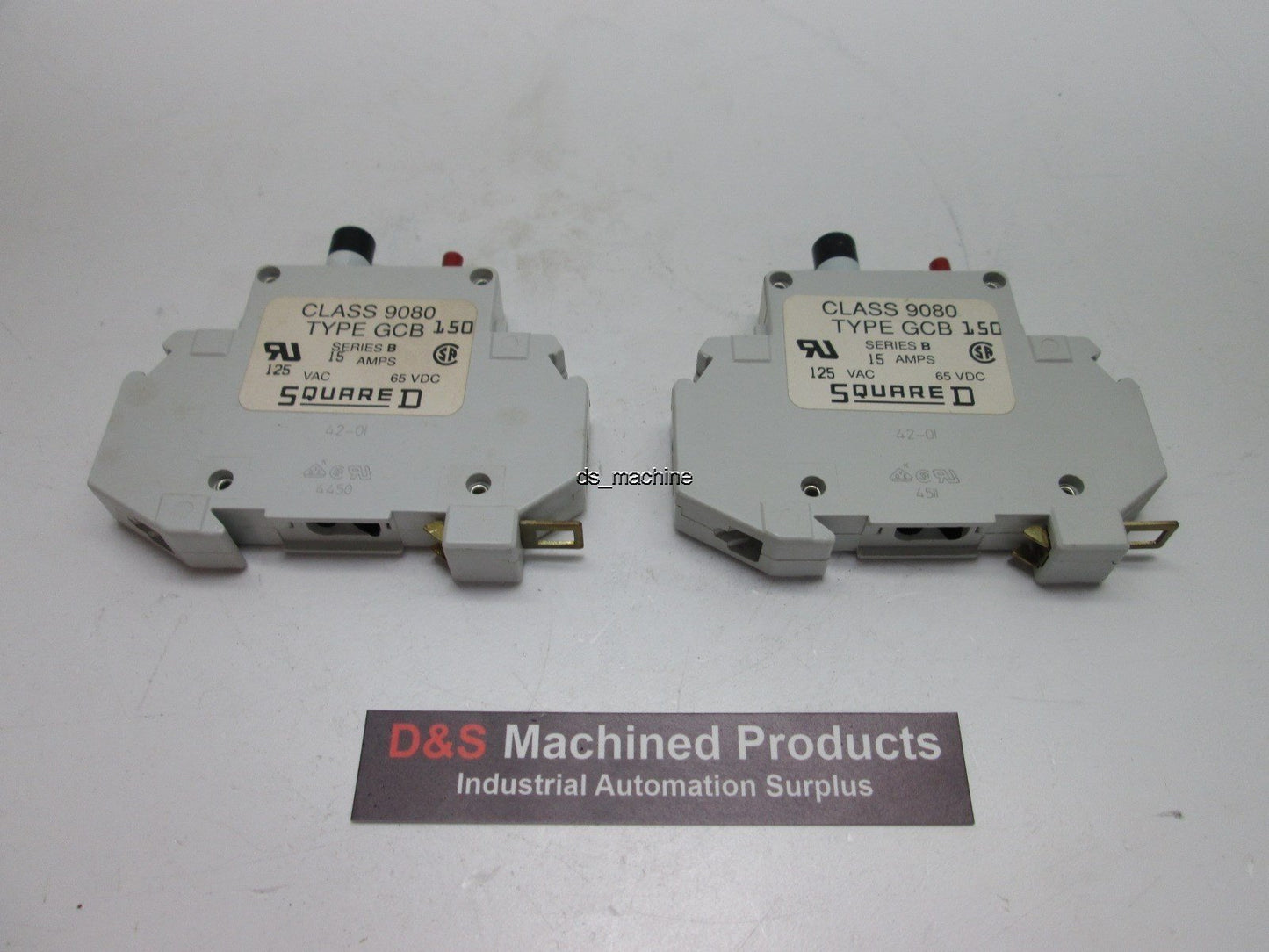 Used Lot of 2 Square D 9080 GCB150 Circuit Breaker Series B, 15AMP, 125VAC, 65VDC