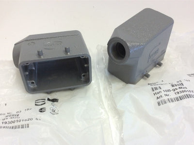 New Lot of 2 Harting 193000101520, Han 10B-gs-M20 Connector Hood Housing Side Entry