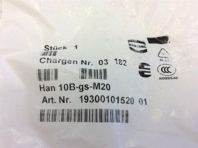 New Lot of 2 Harting 193000101520, Han 10B-gs-M20 Connector Hood Housing Side Entry
