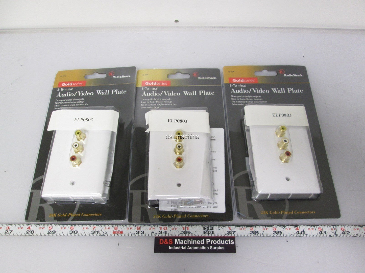 New Lot of 3 RadioShack 40-990 Audio / Video Composite Wall Plates 24k Gold Plating