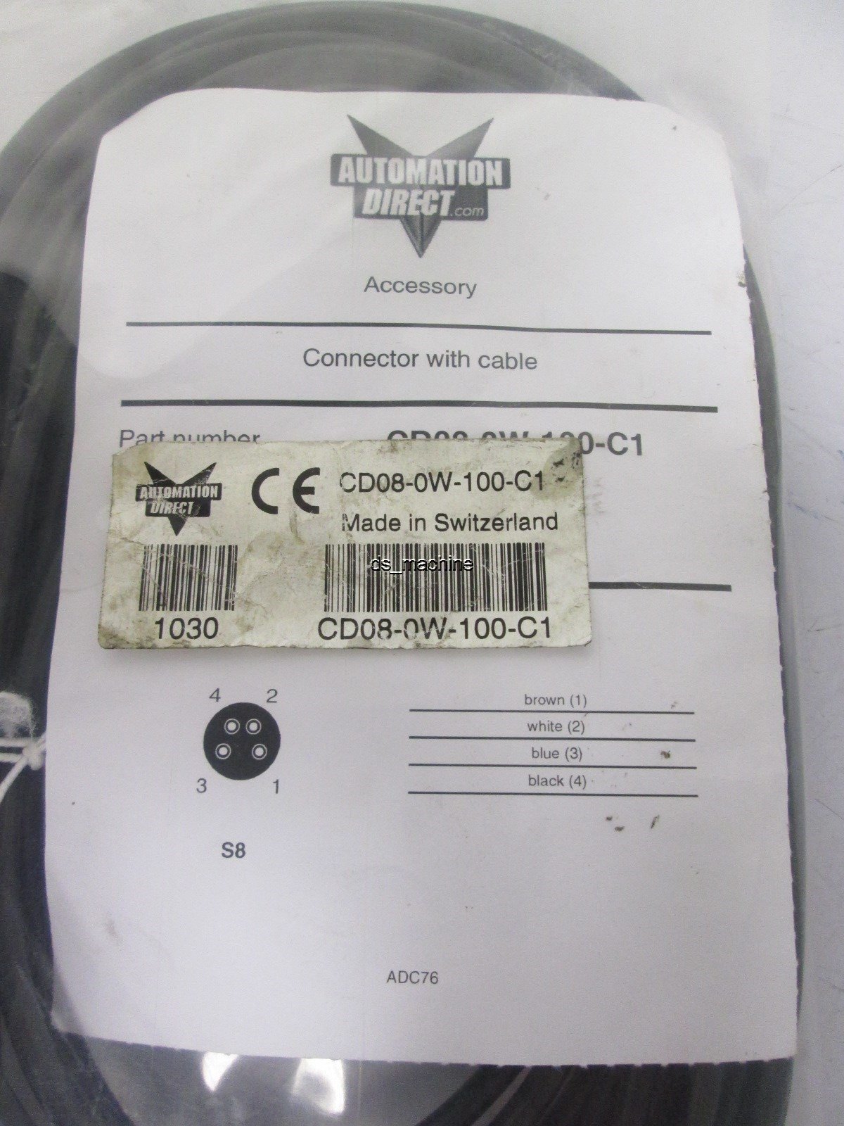 New in Package Automation Direct CD08-0W-100-C1 Connector Cable 4-Pin