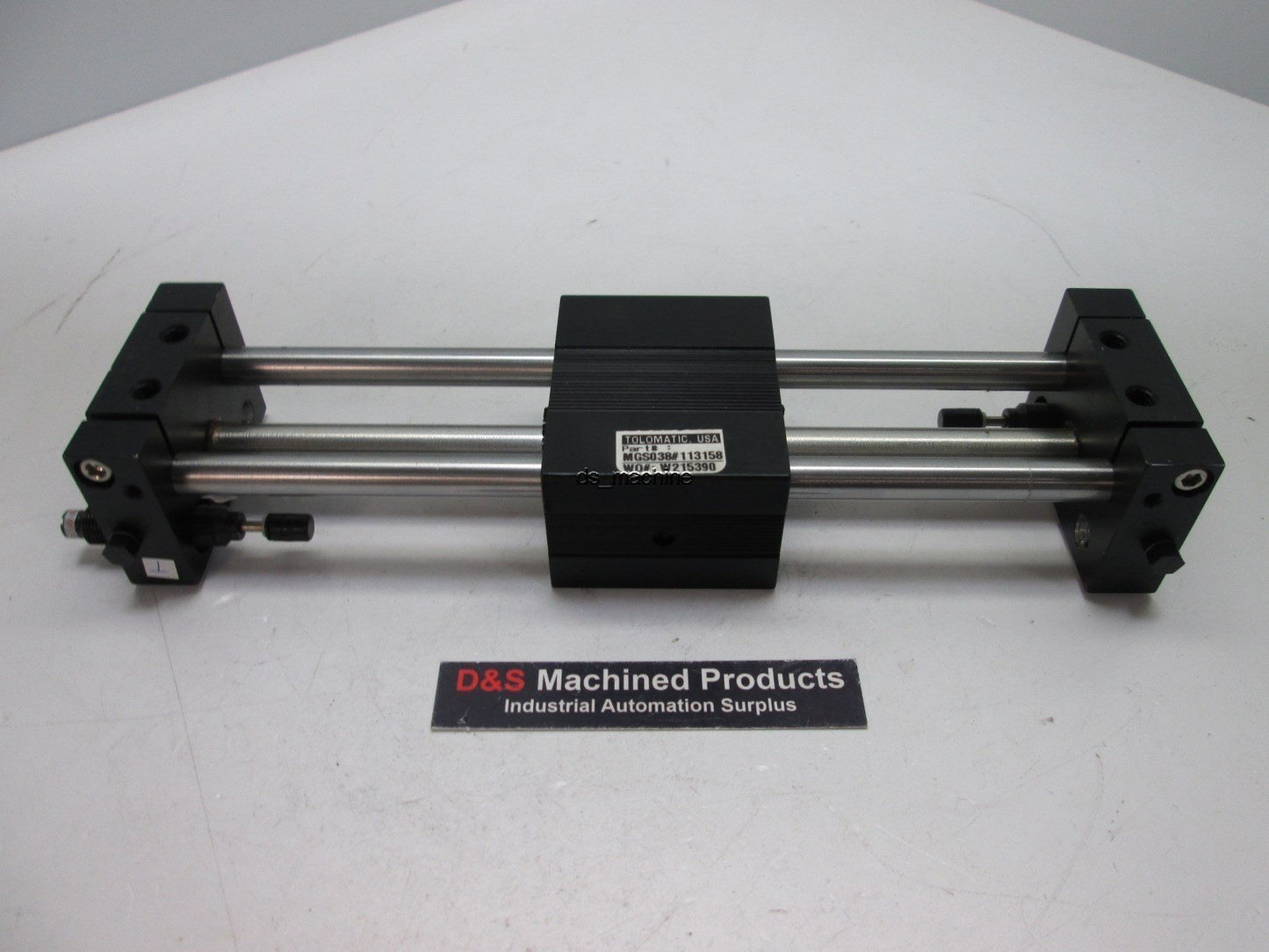 Used Tol-o-Matic MGS038-SK5-LB-SL2-NP2 Rodless Cylinder, 4-1/2" Stroke w/Shocks