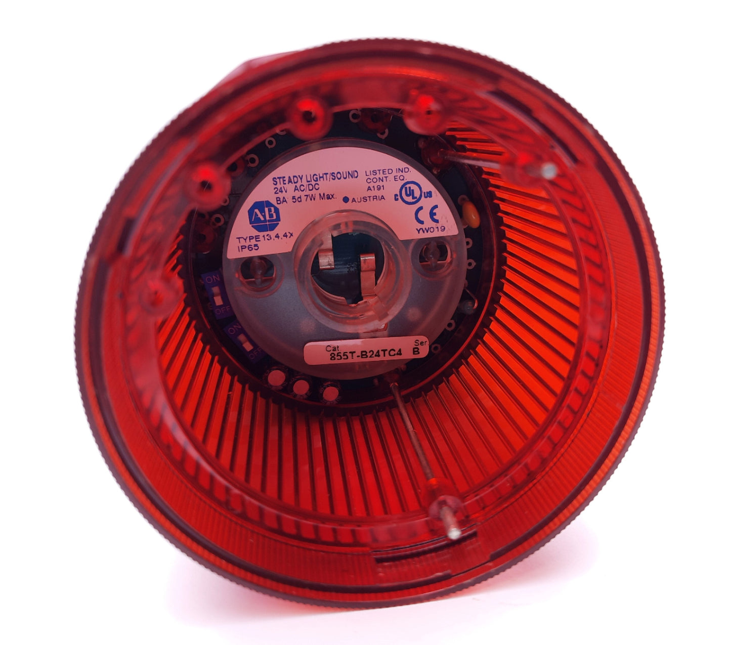 New Allen Bradley 855T-B24TC4 LED Tower Light Stack Assembly Red 24VAC/DC 855E-LL24R