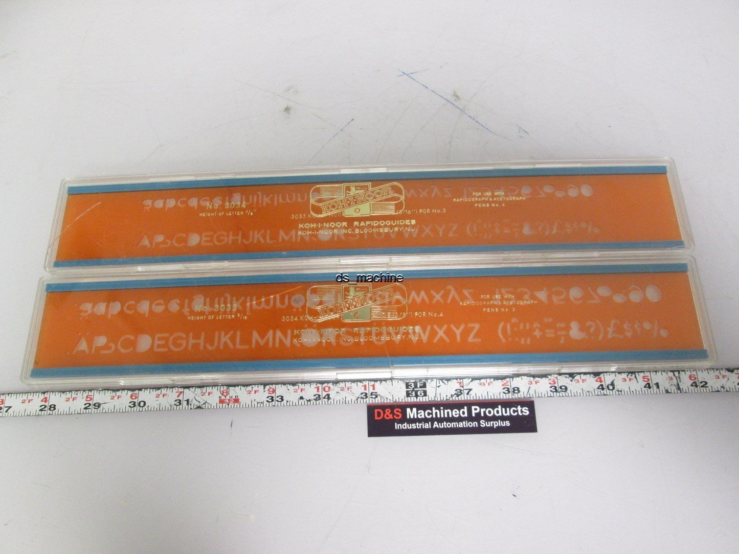 Used Lot of 2 KOH-I-NOOR Rapidoguides 3033, 3034 5/16" & 3/8" Letter Height
