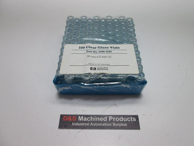 New Lot of 100 Hewlett Packard 5180-4197 Clear Glass Vials, 32mm x 11mm I.D.