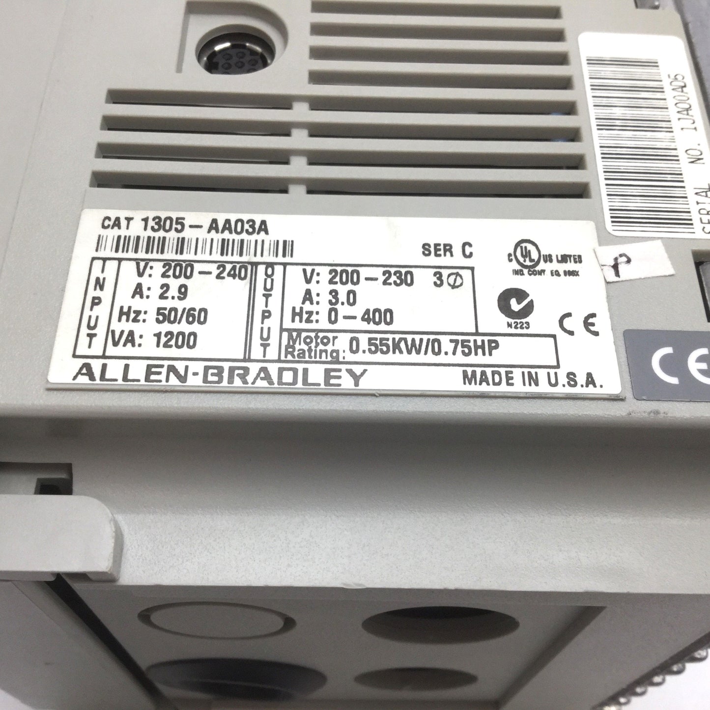 Used Allen Bradley 1305-AA03A Ser-C Adjustable Frequency AC Drive *Damaged Case*