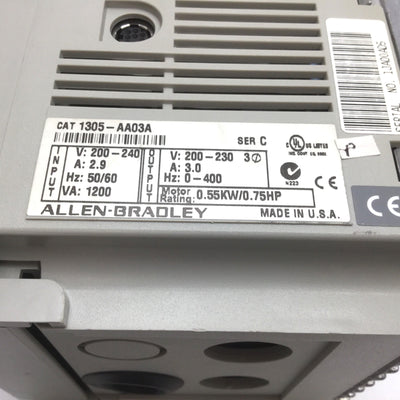 Used Allen Bradley 1305-AA03A Ser-C Adjustable Frequency AC Drive *Damaged Case*