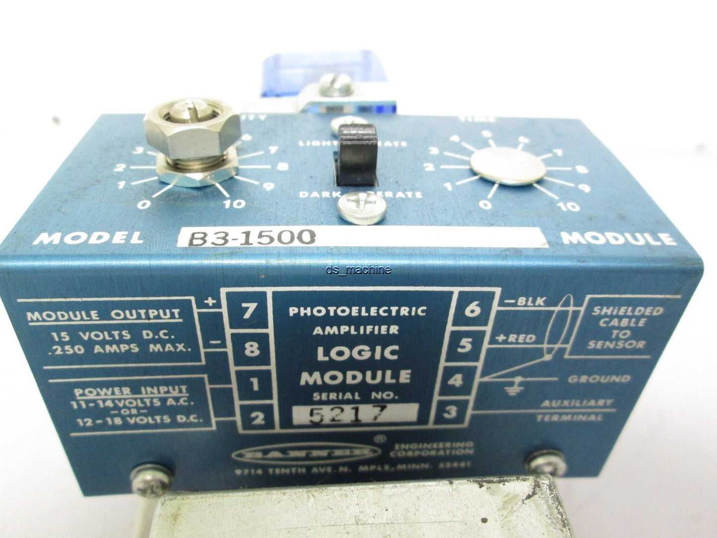 Used Banner B3-1500 BRB Photoelectric Amplifier Logic Module w/ Relay Control 115VAC