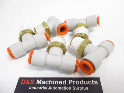 New – Open boxNew – Open box Lot of 5 SMC KQ2T11-37S Pneumatic Tee Fittings, 1/2"NPT, 3/8" Tubing
