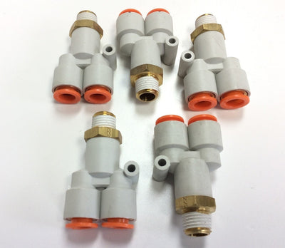New – Open box Lot of 5 SMC KQ2U11-35S Pneumatic Wye Y Fittings 1/4" NPT 3/8" Tubing