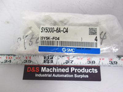 New Lot of 4 New SMC SY5000-6A-C4 One Touch Valve Port Assemblies 4mm