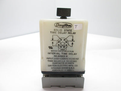 Used Dayton 6X603 B  Solid State Delay Relay 100-130VAC 50/60Hz 10AMPS