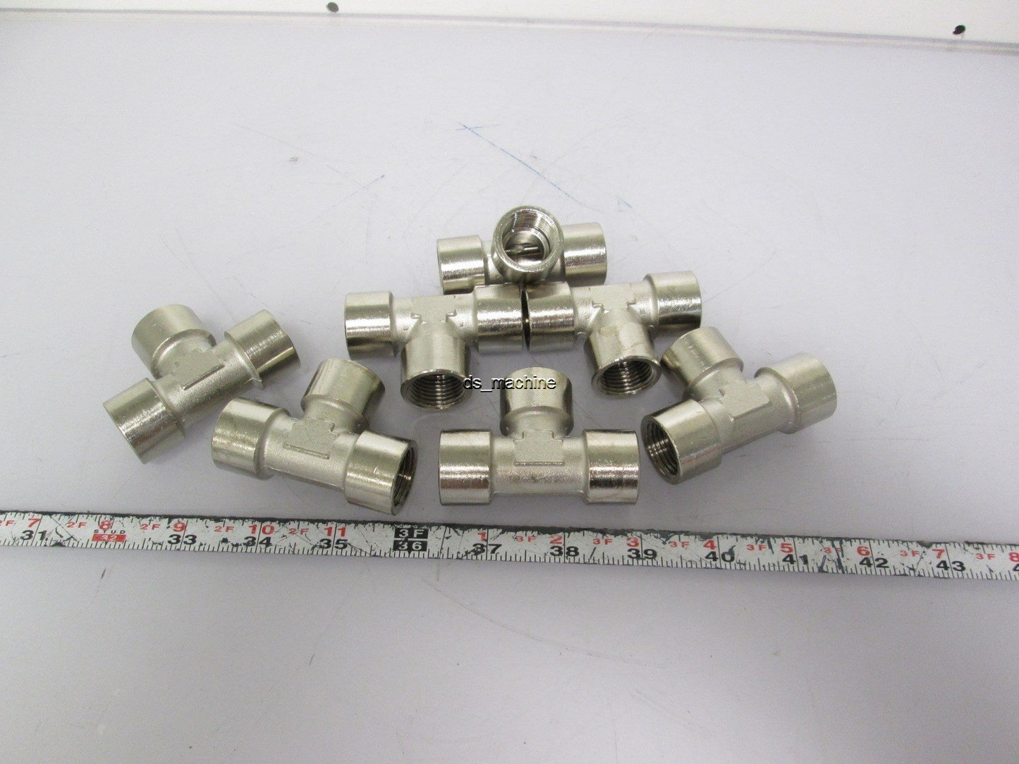 New Lot of 7 New BSPP 1/2" Nickel-Plated Brass Female Tee Connectors 1450 PSI @ 72°F
