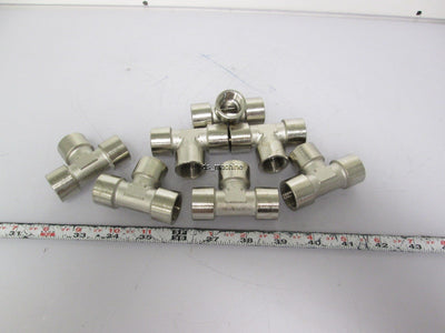 New Lot of 7 New BSPP 1/2" Nickel-Plated Brass Female Tee Connectors 1450 PSI @ 72°F