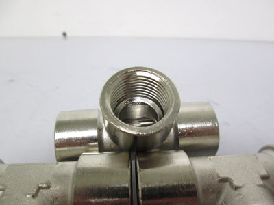 New Lot of 7 New BSPP 1/2" Nickel-Plated Brass Female Tee Connectors 1450 PSI @ 72°F