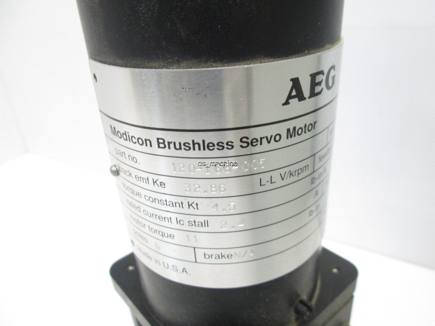 Used AEG 120-166-005 Modicon Brushless Servo Motor 11-in-lb, NEMA 34, 1/2" Shaft